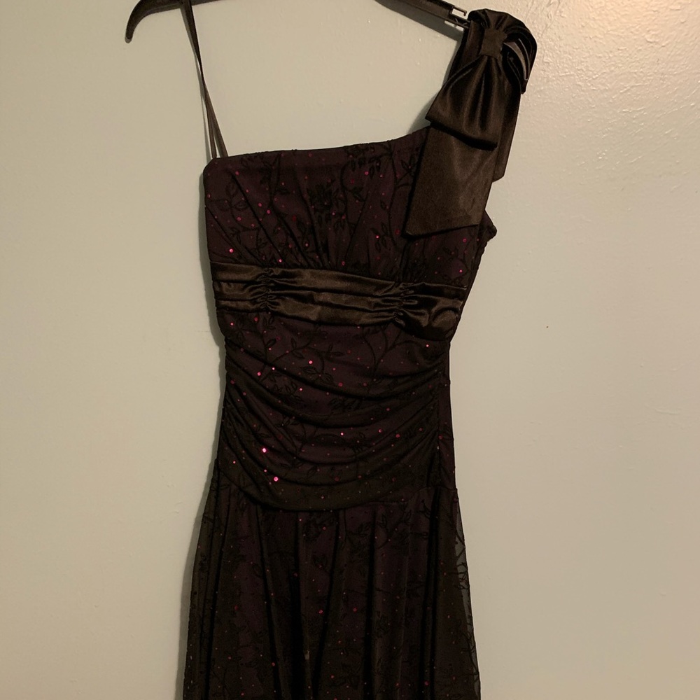 One shoulder dark purple homecoming dress